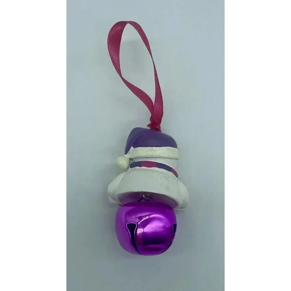 Vintage “Our 1st Christmas”Snowman Jingle‎ Bell Christmas Ornament Purple & Pink